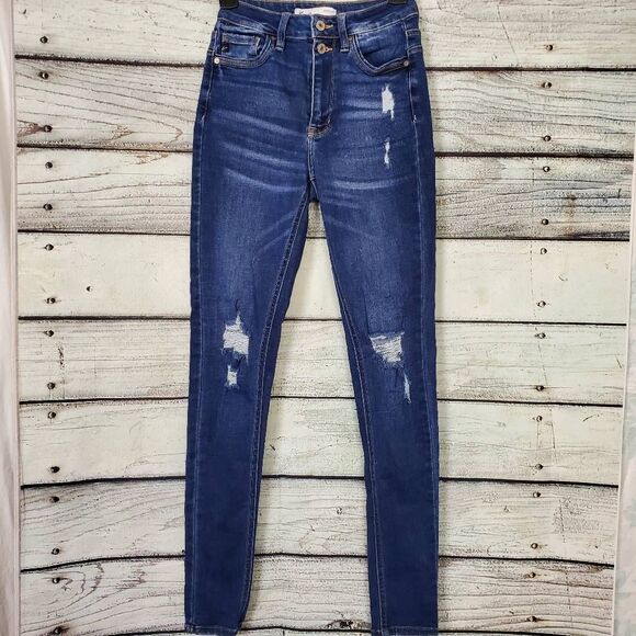 KanCan for Maurices Women’s High Rise Skinny Jeans Size 25 Distressed Blue - Picture 1 of 8
